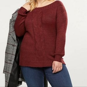 Lane Bryant Cable Knit Sweater in Zinfandel Size 22/24